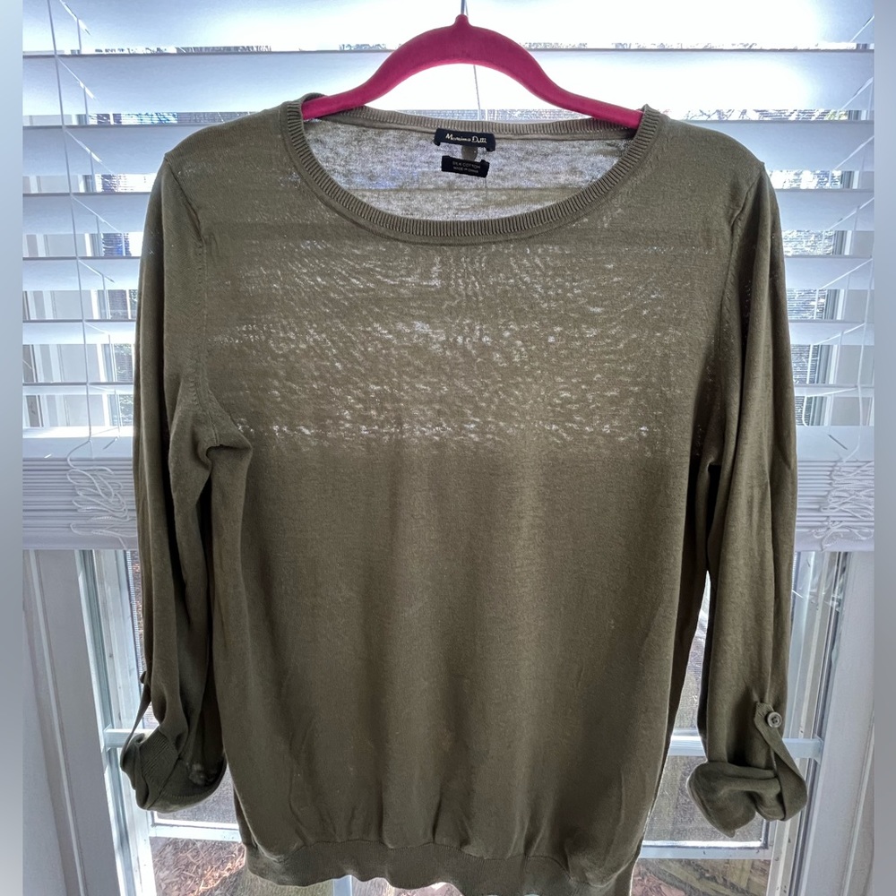 Massimo Dutti lightweight knit in Khaki. Silk cotton size M. Beautiful details. - Picture 5 of 9